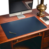 Navy Blue Leather Desk Pad w/out Rails, 34 x 20